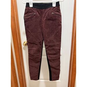 Blank NYC Burgundy Suede Leather Moto‎ Leggings Colorblock Skinny Pants 73K-1548